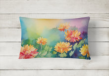 Load image into Gallery viewer, Chrysanthemums in Watercolor Fabric Decorative Pillow