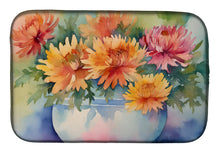 Load image into Gallery viewer, Chrysanthemums in Watercolor Dish Drying Mat