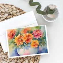 Load image into Gallery viewer, Chrysanthemums in Watercolor Greeting Cards -  Blank Note Cards – 8-Pack of Artist-Designed Cards with Envelopes