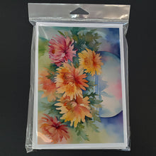Load image into Gallery viewer, Chrysanthemums in Watercolor Greeting Cards -  Blank Note Cards – 8-Pack of Artist-Designed Cards with Envelopes