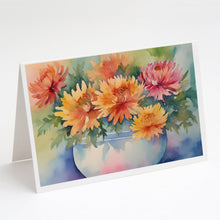 Load image into Gallery viewer, Chrysanthemums in Watercolor Greeting Cards -  Blank Note Cards – 8-Pack of Artist-Designed Cards with Envelopes