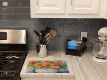 Load image into Gallery viewer, Chrysanthemums in Watercolor Glass Cutting Boards – Durable, Decorative Kitchen Art Large