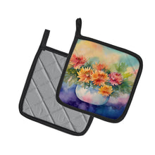 Load image into Gallery viewer, Chrysanthemums in Watercolor Pot Holders - Set of 2 Decorative Kitchen Helpers | Made in the USA