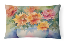 Load image into Gallery viewer, Chrysanthemums in Watercolor Fabric Decorative Pillow