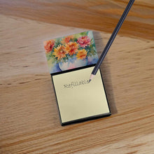 Load image into Gallery viewer, Chrysanthemums in Watercolor Sticky Note Holder- Refiilable Desk Accessory Note Pad