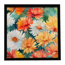 Load image into Gallery viewer, Chrysanthemums in Watercolor Framed Metal Print
