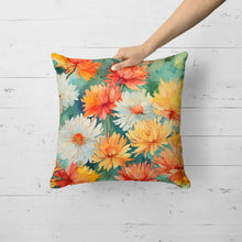 Load image into Gallery viewer, Chrysanthemums in Watercolor Throw Pillow