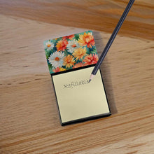Load image into Gallery viewer, Chrysanthemums in Watercolor Sticky Note Holder- Refiilable Desk Accessory Note Pad
