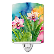 Load image into Gallery viewer, Orchids in Watercolor Ceramic Night Light
