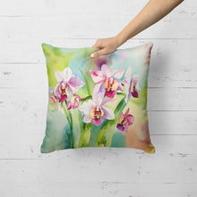 Load image into Gallery viewer, Orchids in Watercolor Throw Pillow