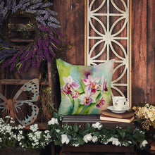 Load image into Gallery viewer, Orchids in Watercolor Throw Pillow