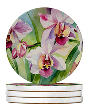 Load image into Gallery viewer, Orchids in Watercolor Large Sandstone Coasters Pack of 4