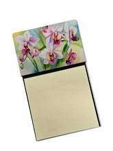 Load image into Gallery viewer, Orchids in Watercolor Sticky Note Holder- Refiilable Desk Accessory Note Pad
