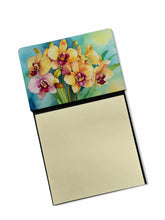 Load image into Gallery viewer, Orchids in Watercolor Sticky Note Holder- Refiilable Desk Accessory Note Pad