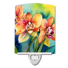 Load image into Gallery viewer, Orchids in Watercolor Ceramic Night Light