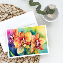 Load image into Gallery viewer, Orchids in Watercolor Greeting Cards -  Blank Note Cards – 8-Pack of Artist-Designed Cards with Envelopes