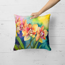 Load image into Gallery viewer, Orchids in Watercolor Throw Pillow