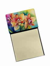 Load image into Gallery viewer, Orchids in Watercolor Sticky Note Holder- Refiilable Desk Accessory Note Pad