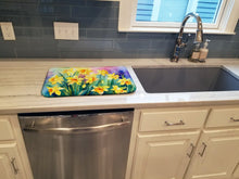 Load image into Gallery viewer, Daffodils in Watercolor Dish Drying Mat