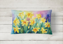 Load image into Gallery viewer, Daffodils in Watercolor Fabric Decorative Pillow