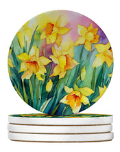 Load image into Gallery viewer, Daffodils in Watercolor Large Sandstone Coasters Pack of 4