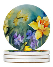 Load image into Gallery viewer, Daffodils in Watercolor Large Sandstone Coasters Pack of 4