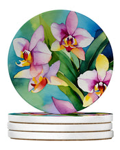 Load image into Gallery viewer, Orchids in Watercolor Large Sandstone Coasters Pack of 4