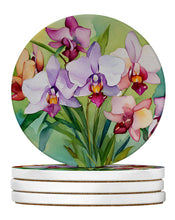 Load image into Gallery viewer, Orchids in Watercolor Large Sandstone Coasters Pack of 4