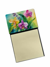 Load image into Gallery viewer, Orchids in Watercolor Sticky Note Holder- Refiilable Desk Accessory Note Pad