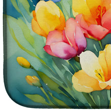 Load image into Gallery viewer, Freesias in Watercolor Dish Drying Mat