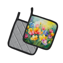 Load image into Gallery viewer, Freesias in Watercolor Pot Holders - Set of 2 Decorative Kitchen Helpers | Made in the USA