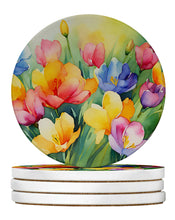 Load image into Gallery viewer, Freesias in Watercolor Large Sandstone Coasters Pack of 4