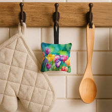 Load image into Gallery viewer, Freesias in Watercolor Hanging Square Fabric Ornament 3.5 × 3.5