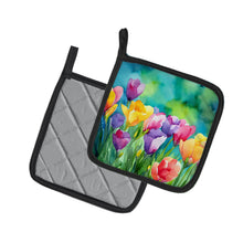 Load image into Gallery viewer, Freesias in Watercolor Pot Holders - Set of 2 Decorative Kitchen Helpers | Made in the USA
