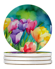 Load image into Gallery viewer, Freesias in Watercolor Large Sandstone Coasters Pack of 4