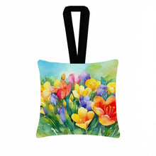 Load image into Gallery viewer, Freesias in Watercolor Hanging Square Fabric Ornament 3.5 × 3.5