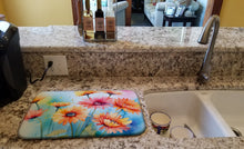 Load image into Gallery viewer, Gerbera Daisies in Watercolor Dish Drying Mat