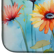 Load image into Gallery viewer, Gerbera Daisies in Watercolor Dish Drying Mat