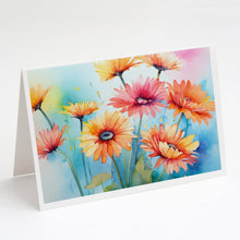 Load image into Gallery viewer, Gerbera Daisies in Watercolor Greeting Cards -  Blank Note Cards – 8-Pack of Artist-Designed Cards with Envelopes