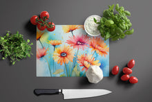 Load image into Gallery viewer, Gerbera Daisies in Watercolor Glass Cutting Boards – Durable, Decorative Kitchen Art Large