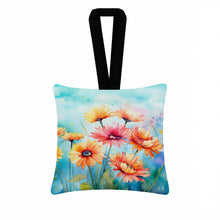 Load image into Gallery viewer, Gerbera Daisies in Watercolor Hanging Square Fabric Ornament 3.5 × 3.5