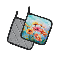 Load image into Gallery viewer, Gerbera Daisies in Watercolor Pot Holders - Set of 2 Decorative Kitchen Helpers | Made in the USA