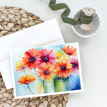 Load image into Gallery viewer, Gerbera Daisies in Watercolor Greeting Cards -  Blank Note Cards – 8-Pack of Artist-Designed Cards with Envelopes