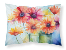Load image into Gallery viewer, Gerbera Daisies in Watercolor Fabric Standard Pillowcase – Artistic Decorative Front, White Back