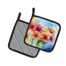 Load image into Gallery viewer, Gerbera Daisies in Watercolor Pot Holders - Set of 2 Decorative Kitchen Helpers | Made in the USA