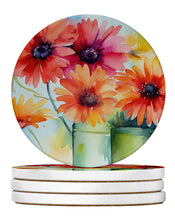 Load image into Gallery viewer, Gerbera Daisies in Watercolor Large Sandstone Coasters Pack of 4