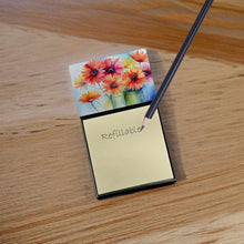 Load image into Gallery viewer, Gerbera Daisies in Watercolor Sticky Note Holder- Refiilable Desk Accessory Note Pad