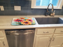 Load image into Gallery viewer, Gerbera Daisies in Watercolor Dish Drying Mat