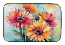 Load image into Gallery viewer, Gerbera Daisies in Watercolor Dish Drying Mat