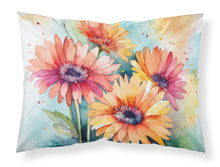 Load image into Gallery viewer, Gerbera Daisies in Watercolor Fabric Standard Pillowcase – Artistic Decorative Front, White Back